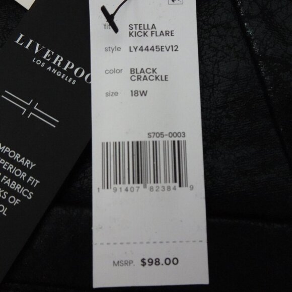 LIVERPOOL Stella Kick Flare Pants Women's Plus Size 18W Black Crackle Coated - Picture 9 of 13